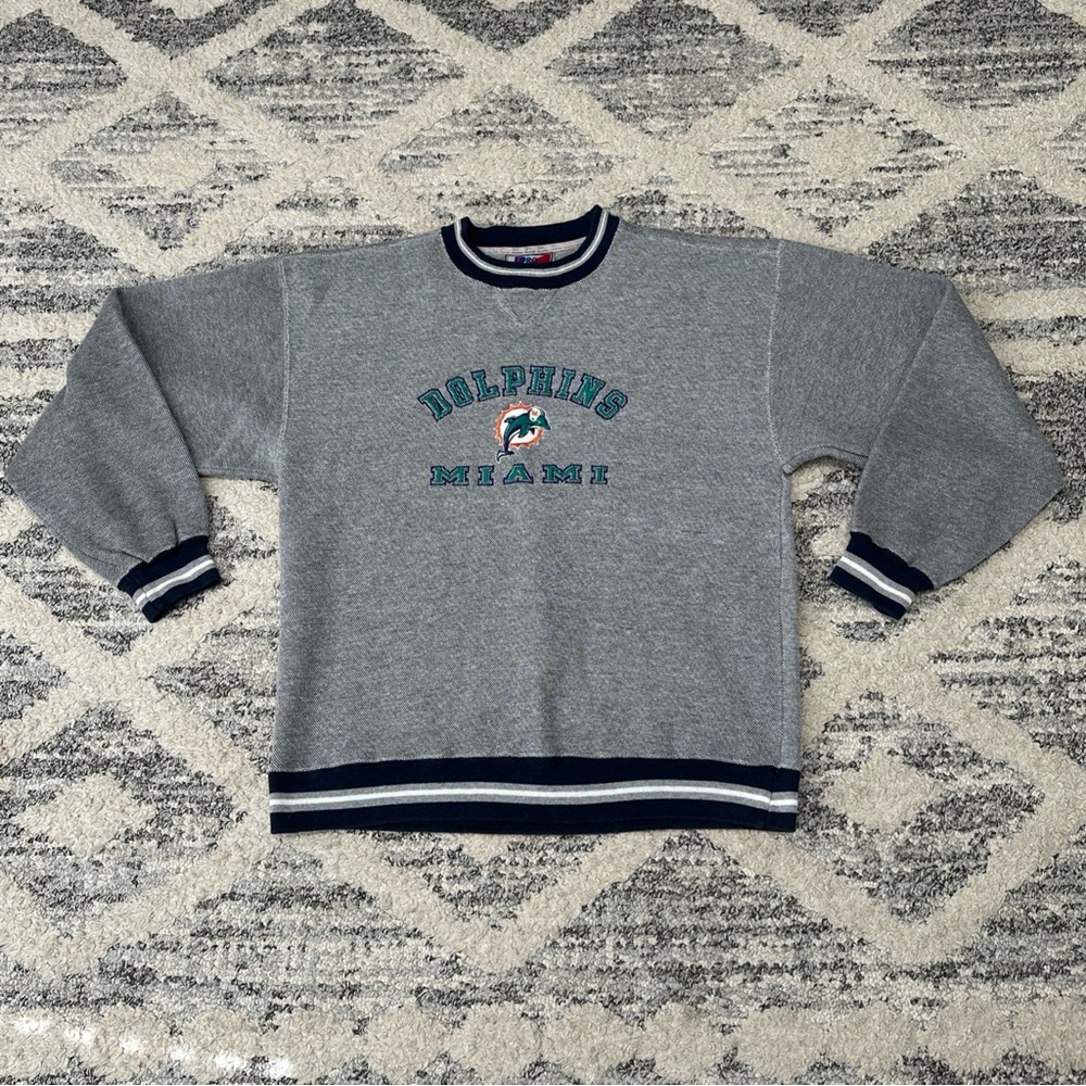 Vintage 1990s Pro Player Miami Dolphins Sweat Shirt Men's Size Large Gray